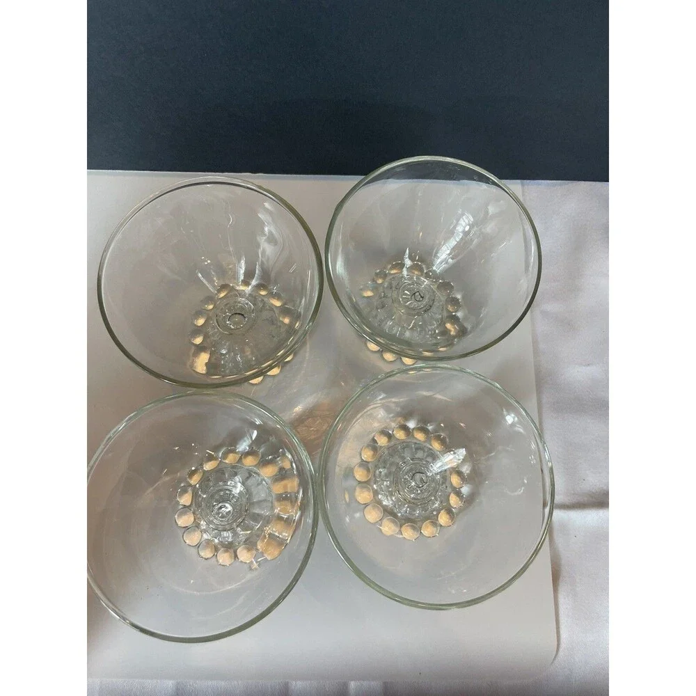 Vtg Anchor Hocking Glasses Berwick Boopie Clear Champagne Tall Sherbet Set 6
